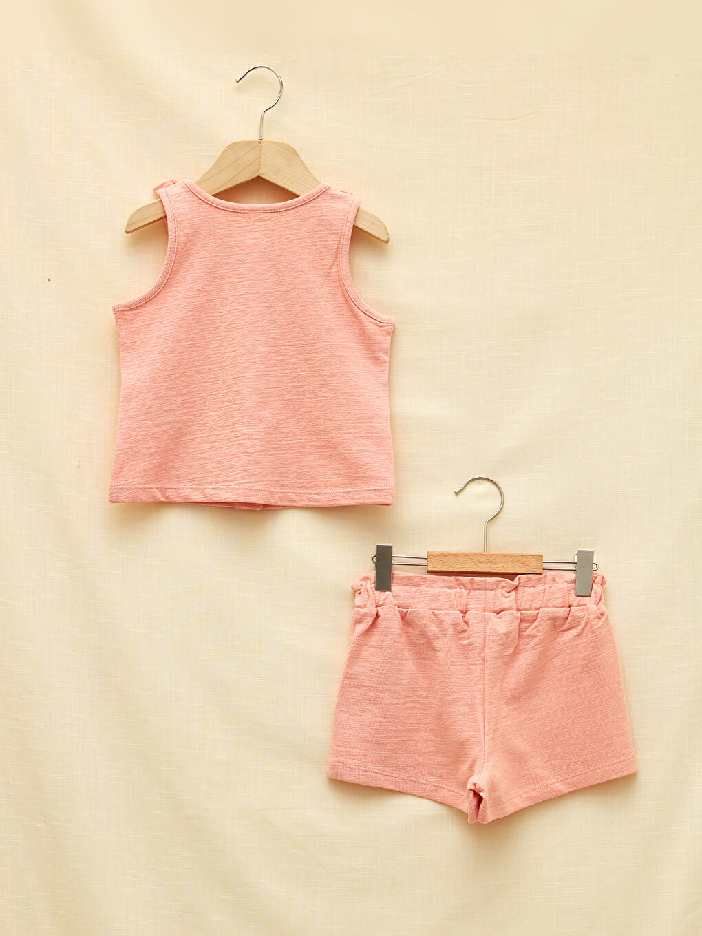 Pembe Bisiklet Yaka Basic Kız Bebek Atlet ve Şort 2'li Takım-1