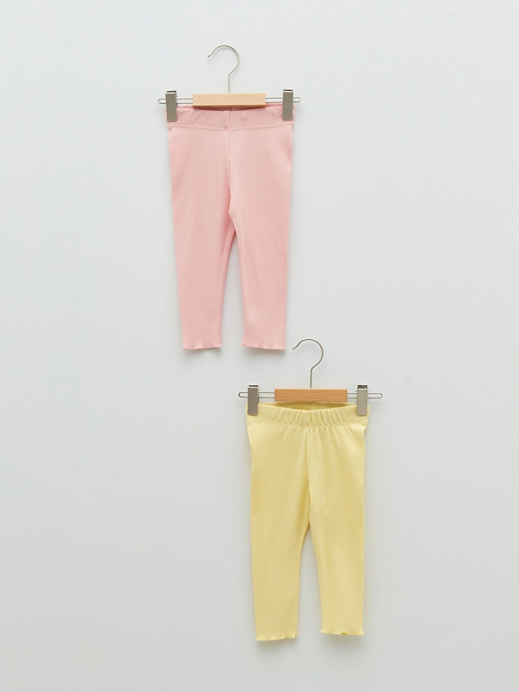 Pembe Beli Lastikli Basic Kız Bebek Tayt 2'li