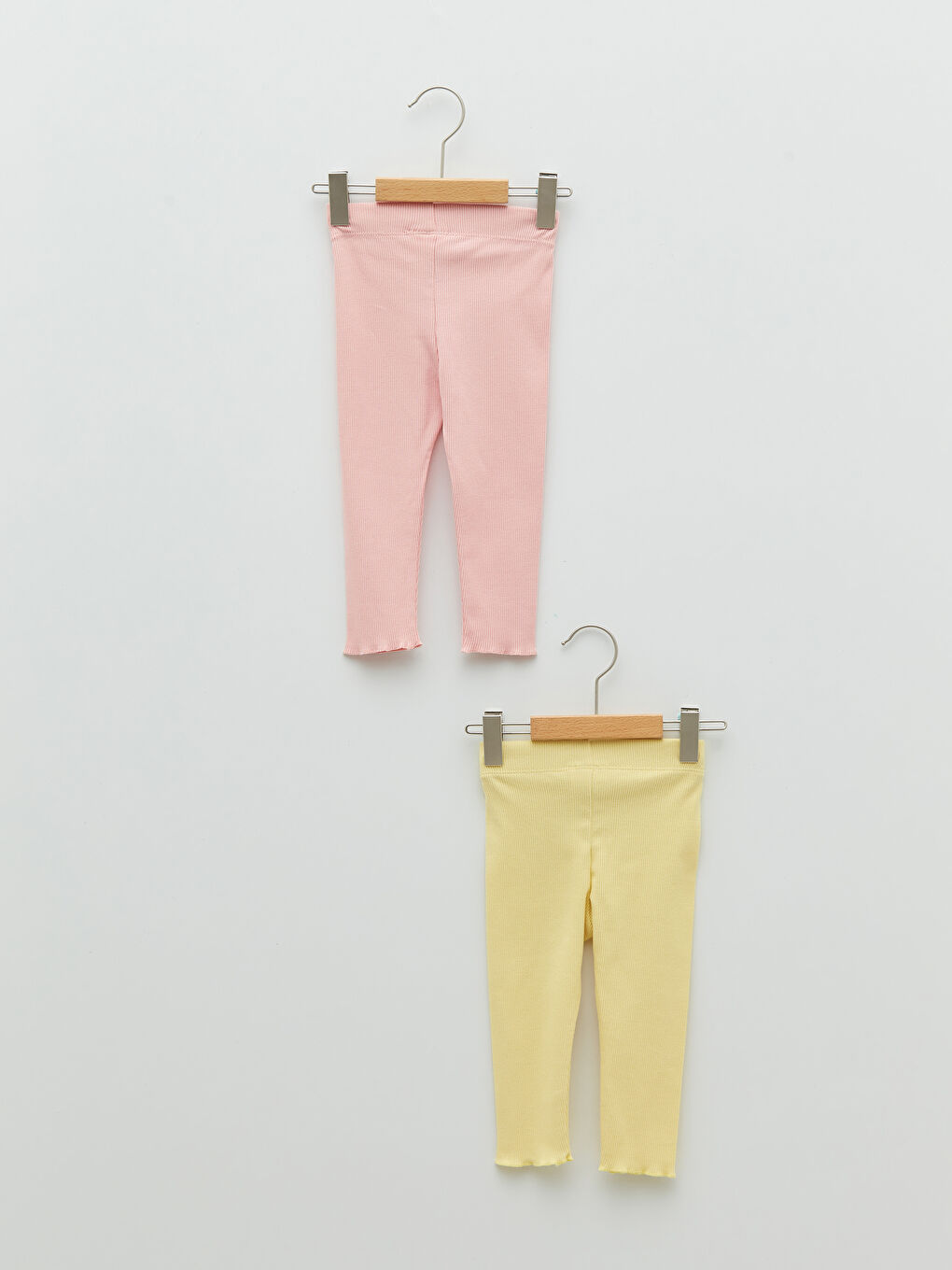 Pembe Beli Lastikli Basic Kız Bebek Tayt 2'li-1