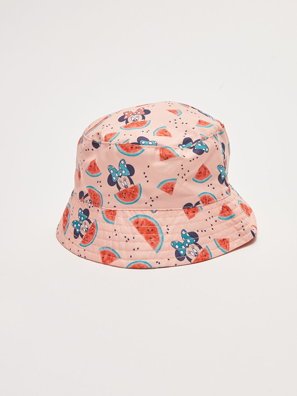 Pembe Minnie Mouse Baskılı Kız Bebek Şapka 2'li-3