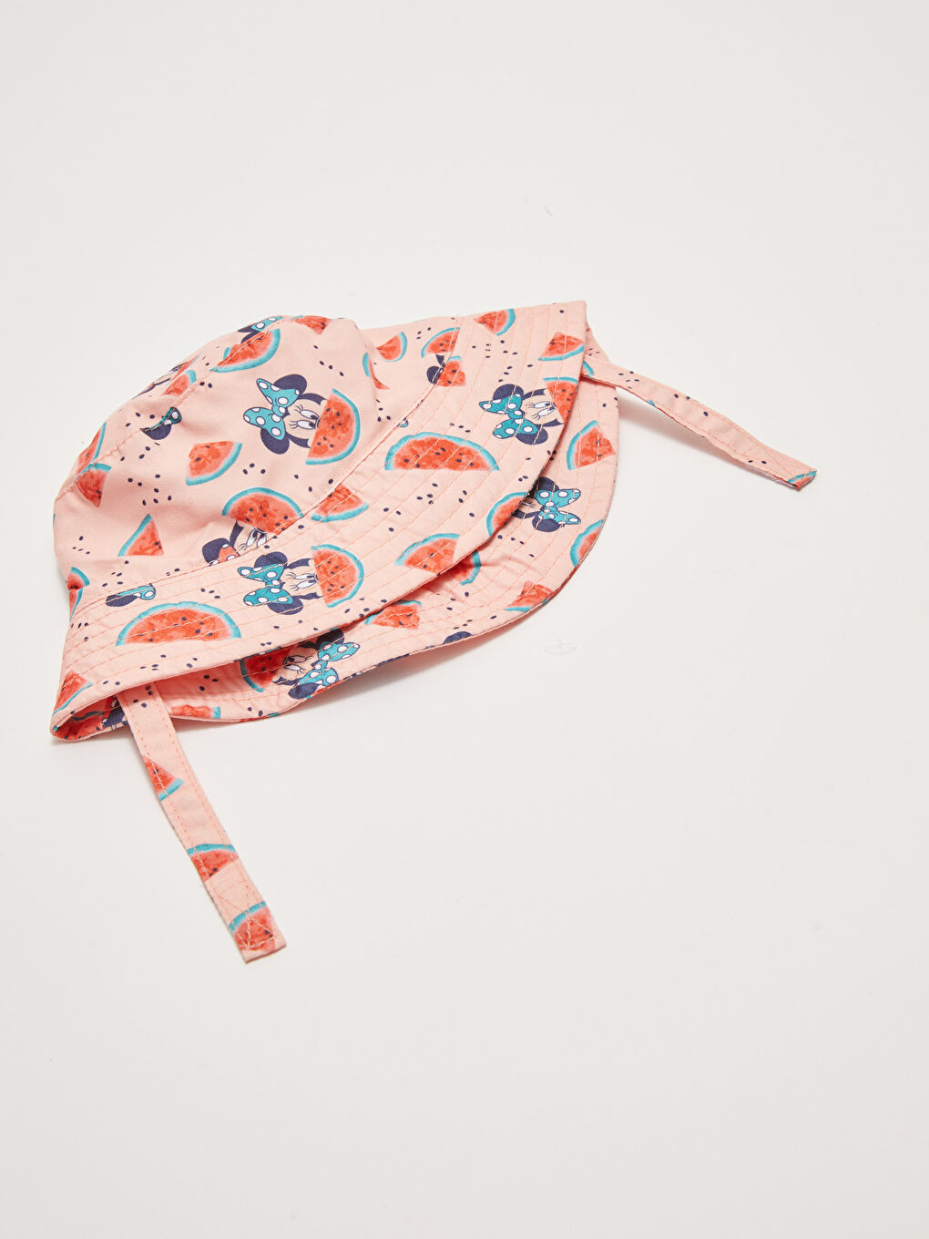 Pembe Minnie Mouse Baskılı Kız Bebek Şapka 2'li-5