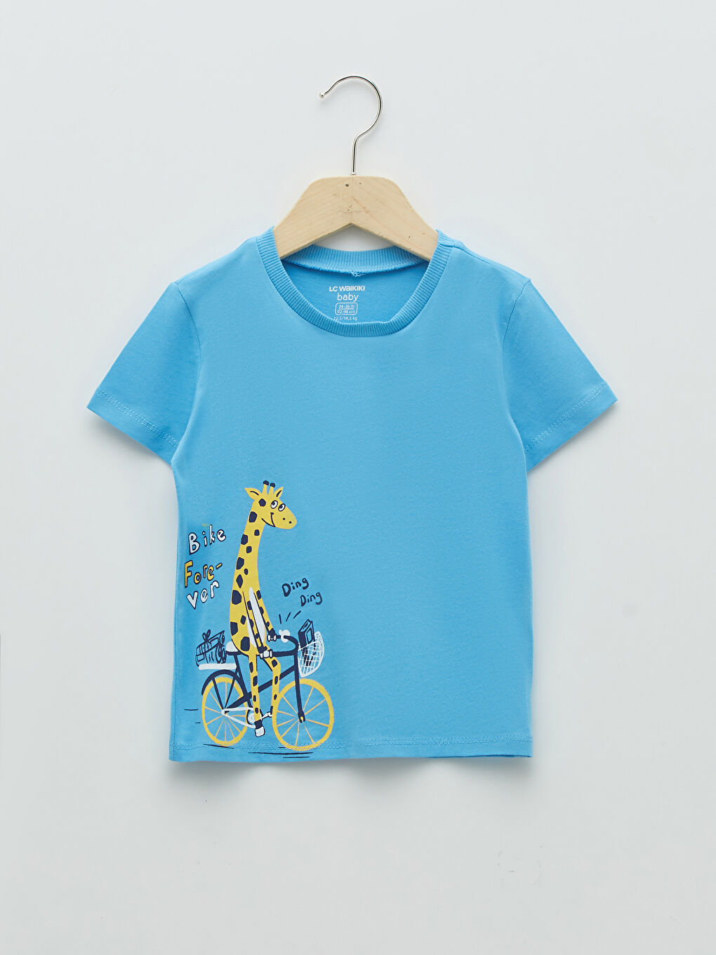 Mavi Bisiklet Yaka Kısa Kollu Baskılı Erkek Bebek Tişört