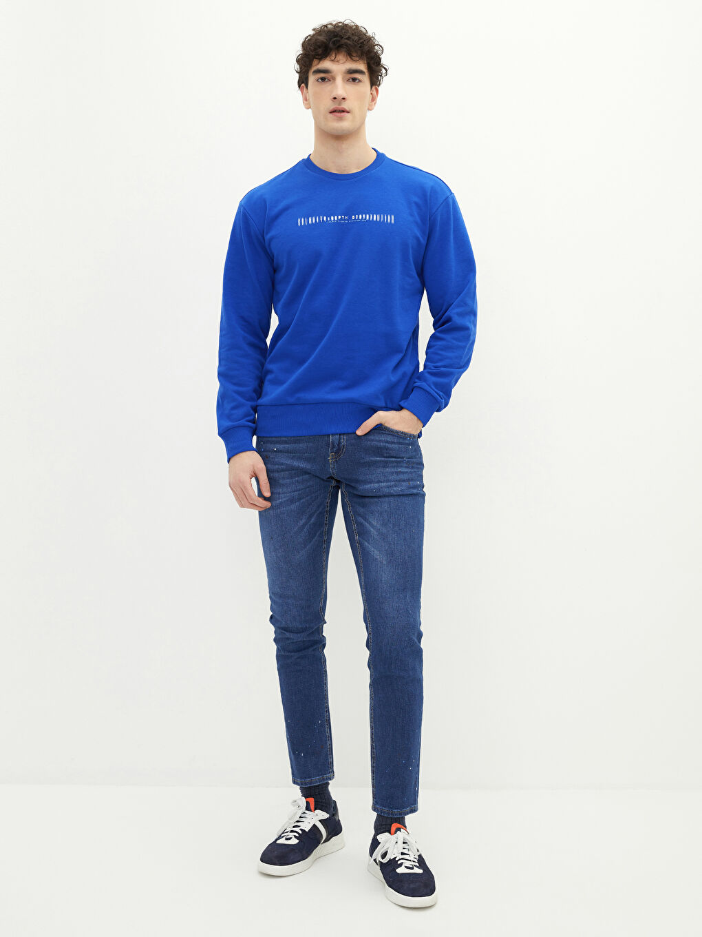 XSIDE Bisiklet Yaka Uzun Kollu Baskılı Erkek Sweatshirt -S24946Z8-HSJ