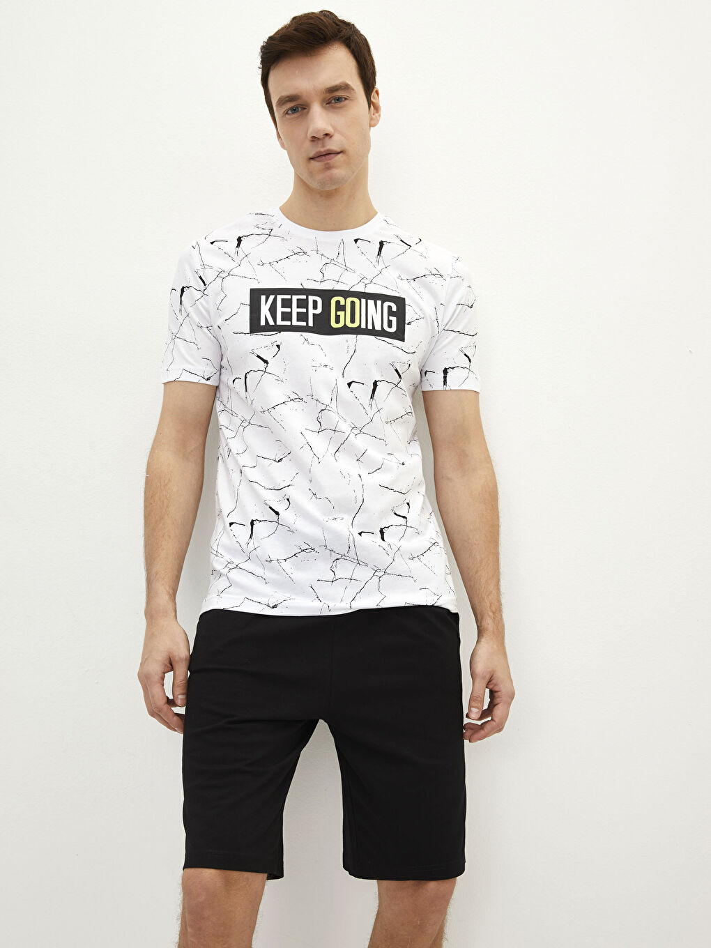 Siyah Standart Kalıp Erkek Şortlu Pijama Takımı-1