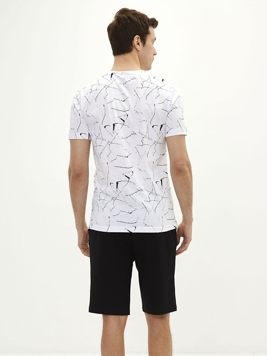 Siyah Standart Kalıp Erkek Şortlu Pijama Takımı-3