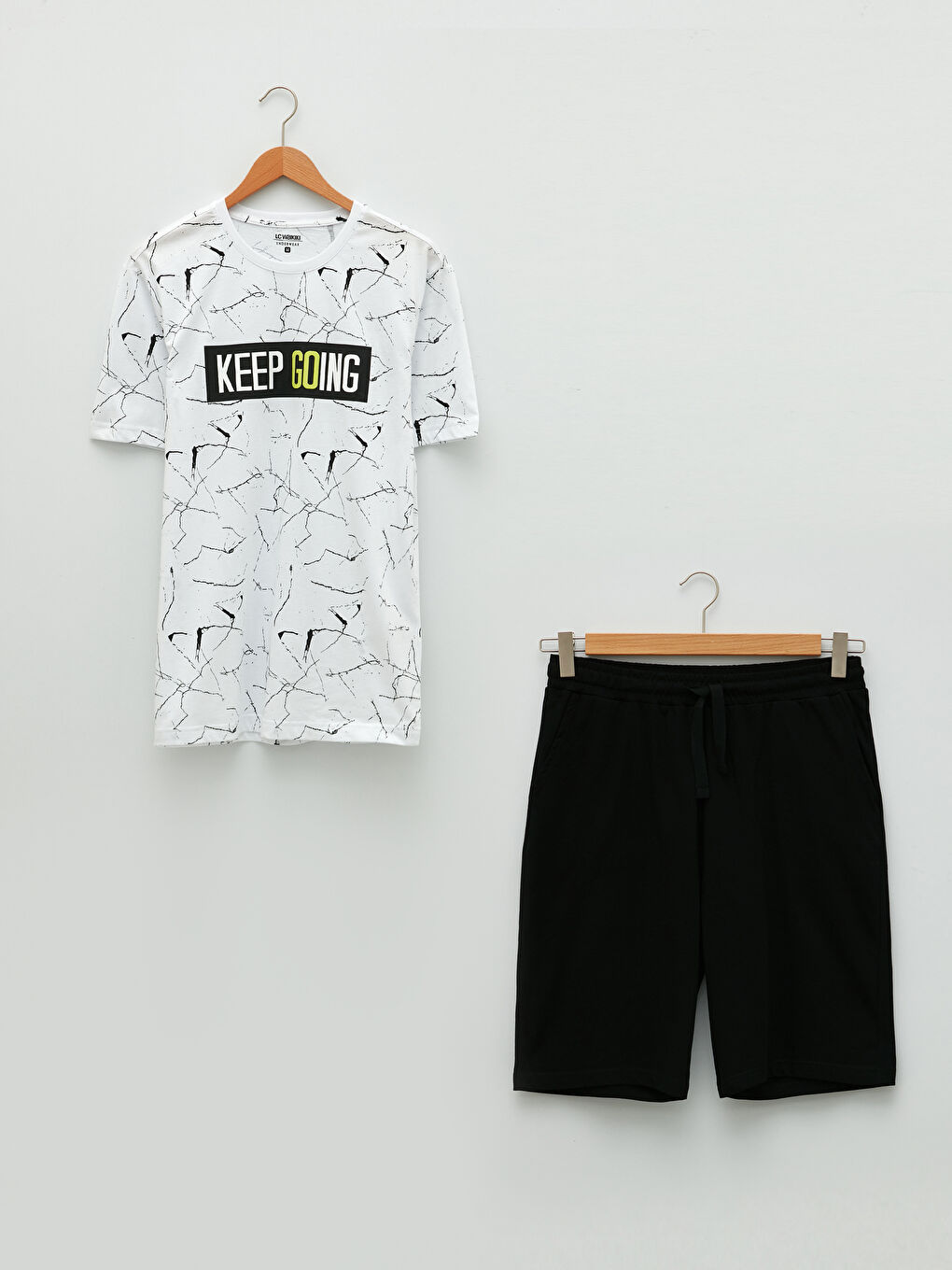 Siyah Standart Kalıp Erkek Şortlu Pijama Takımı-4