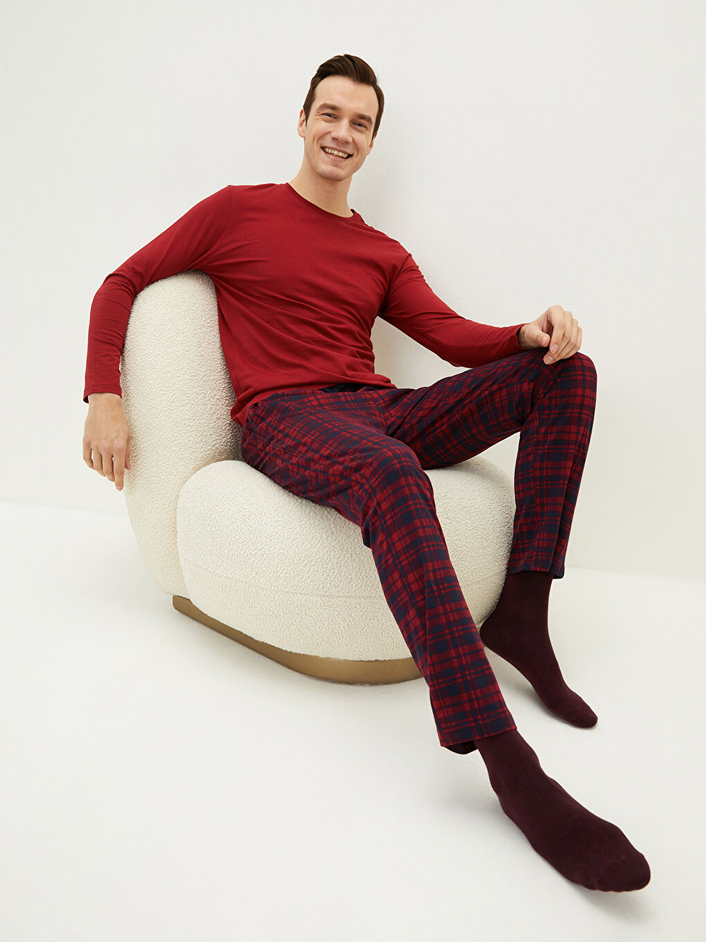 Kırmızı Standart Kalıp Erkek Pijama Takımı