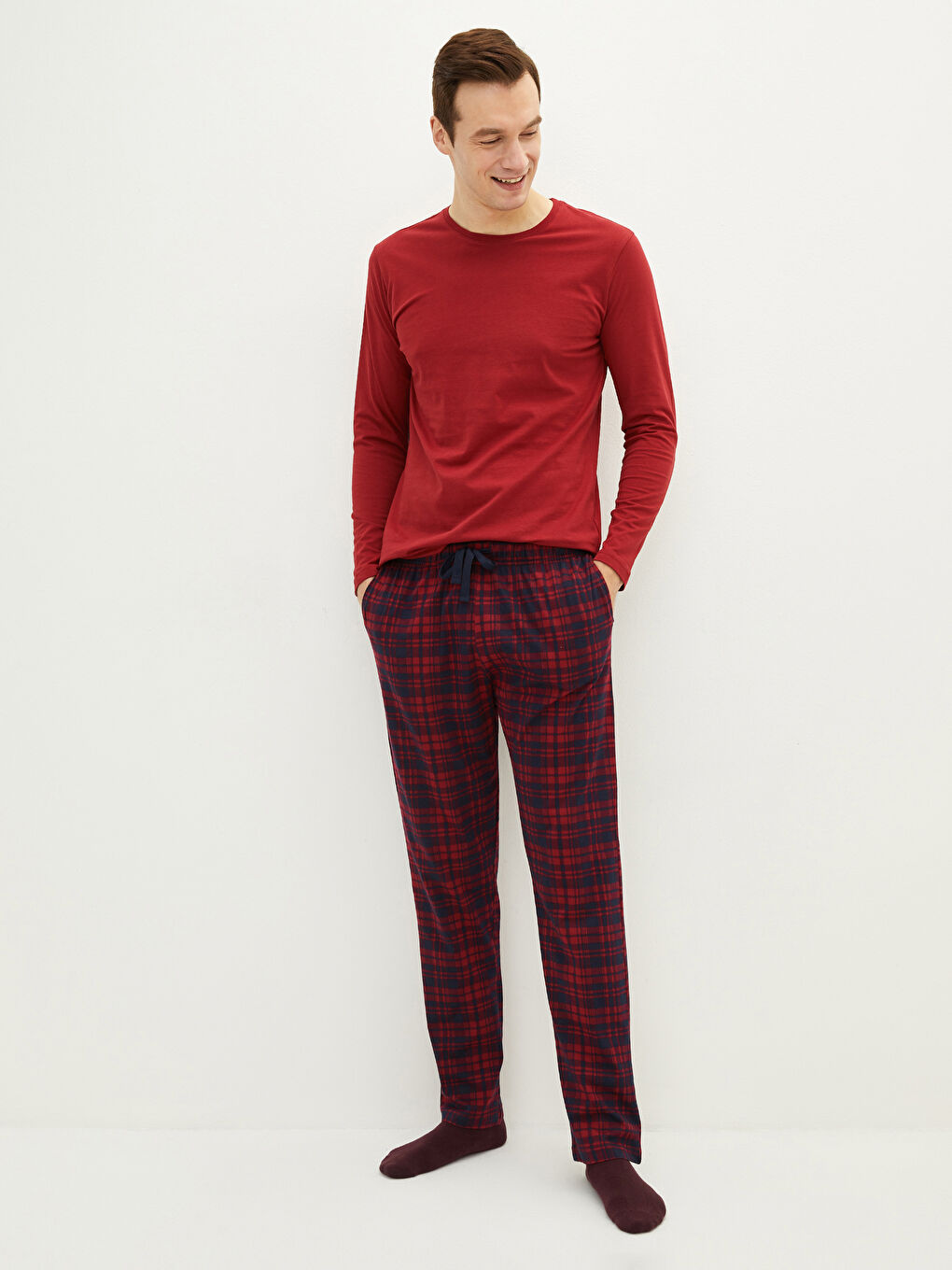 Kırmızı Standart Kalıp Erkek Pijama Takımı-2