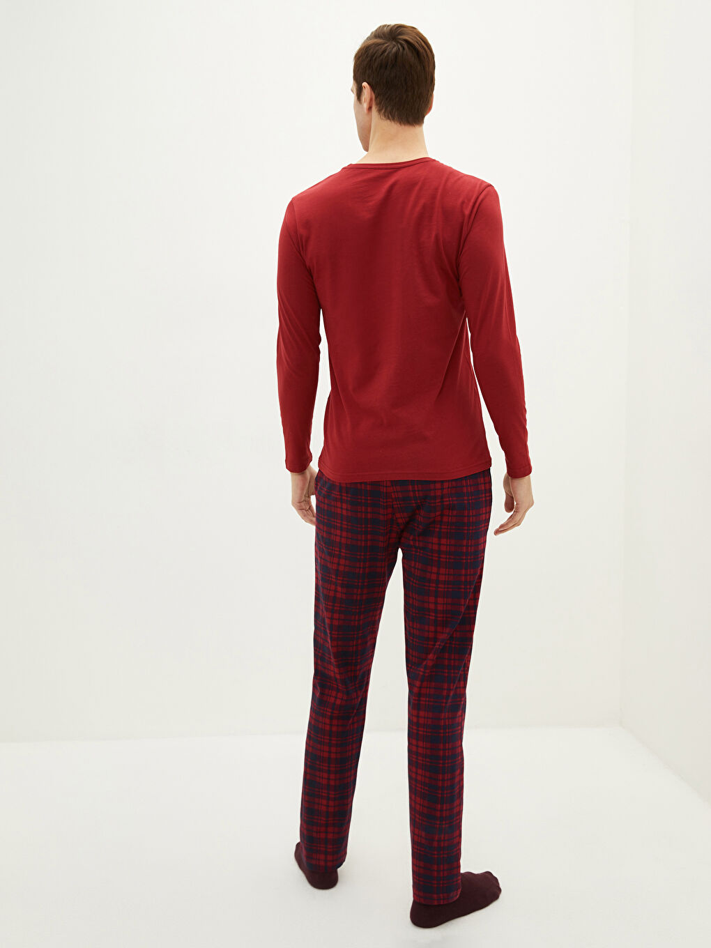 Kırmızı Standart Kalıp Erkek Pijama Takımı-4