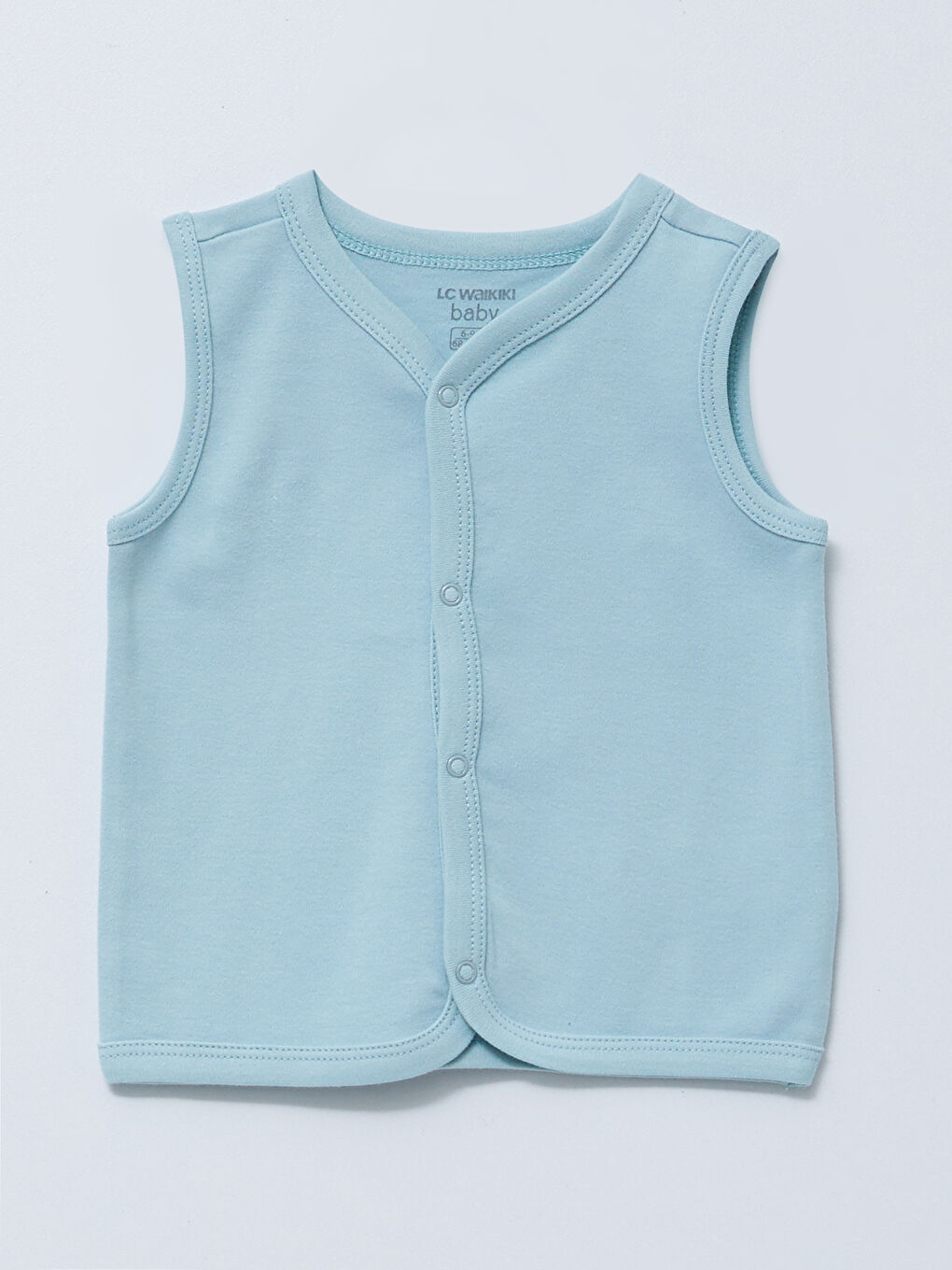 Mavi V Yaka Basic Pamuklu Erkek Bebek Yelek 2'li-2