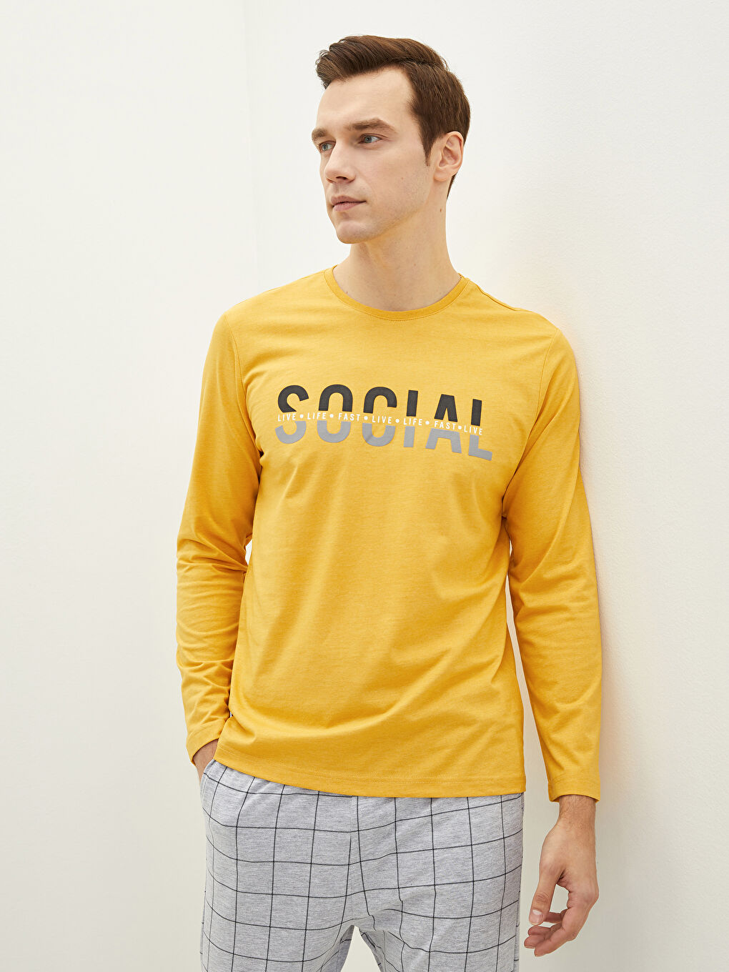 Gri Standart Kalıp Erkek Pijama Takımı-3