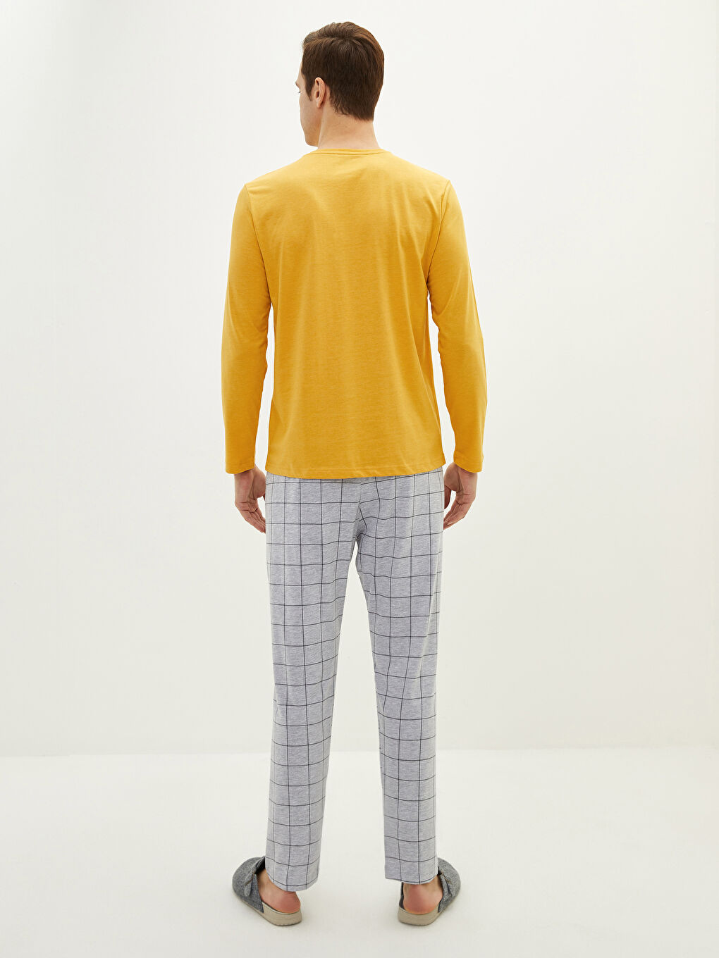 Gri Standart Kalıp Erkek Pijama Takımı-5