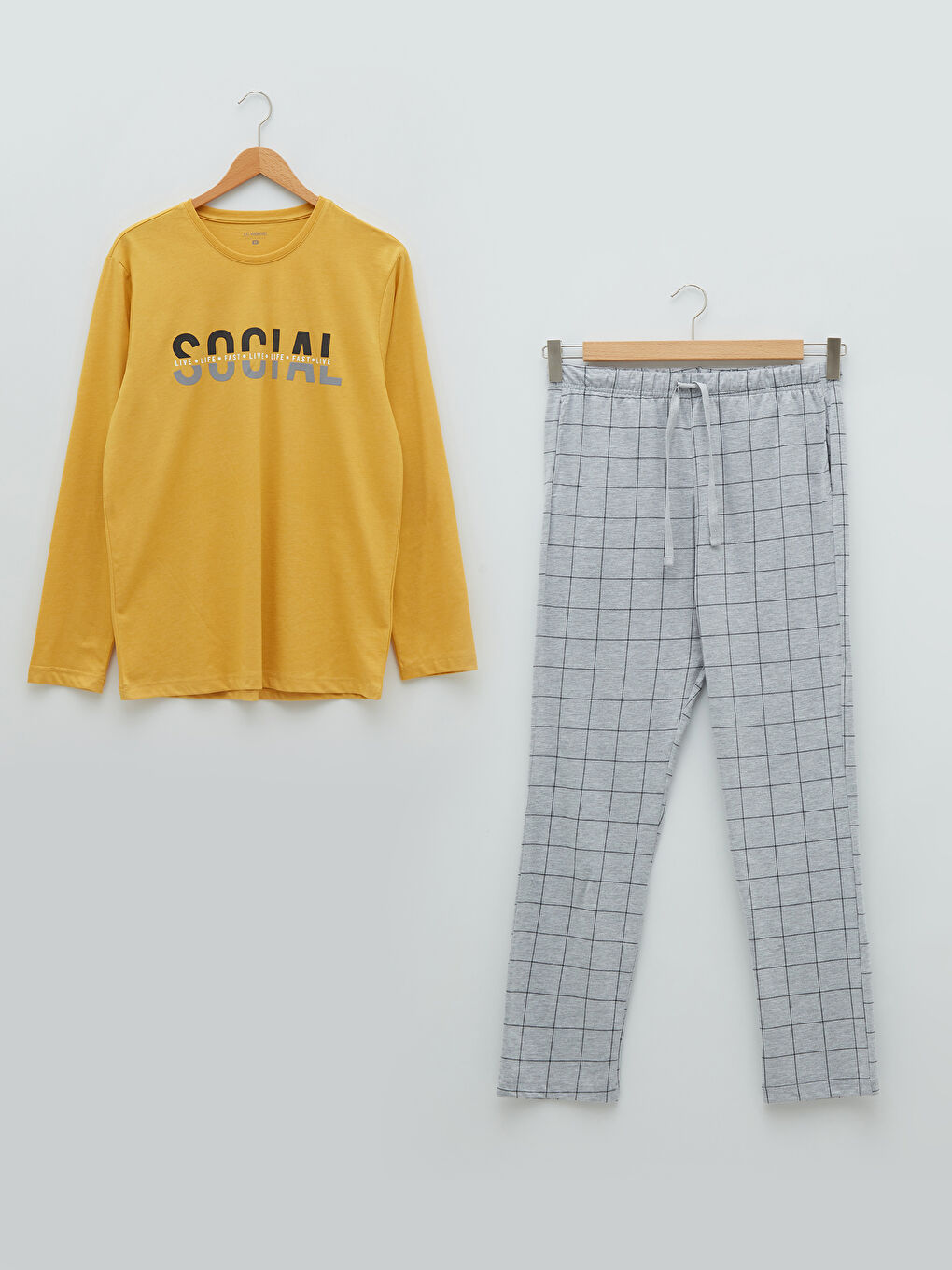 Gri Standart Kalıp Erkek Pijama Takımı-6