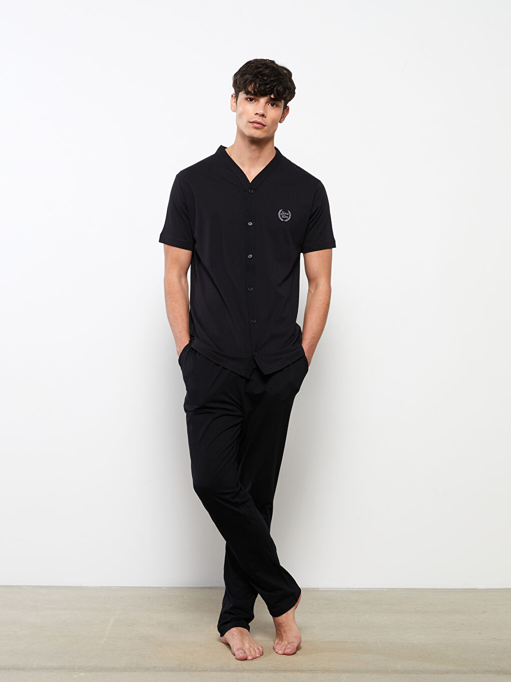 Siyah Standart Kalıp Erkek Pijama Takımı