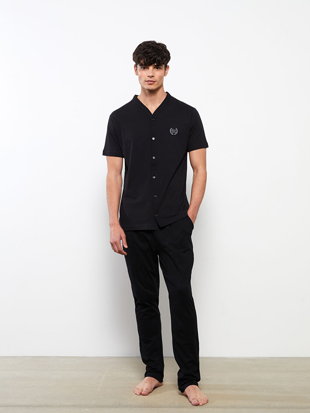 Siyah Standart Kalıp Erkek Pijama Takımı-1