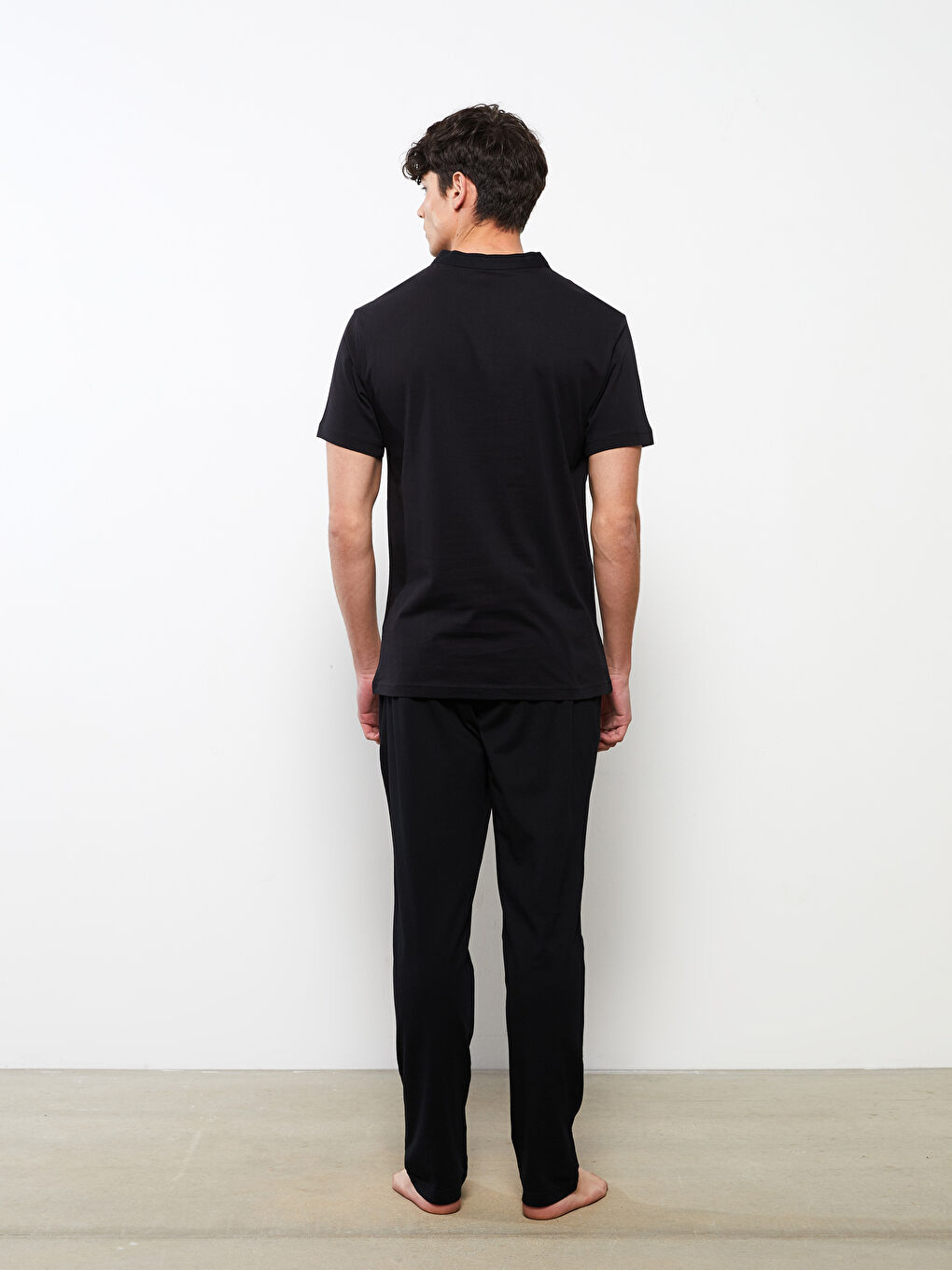 Siyah Standart Kalıp Erkek Pijama Takımı-4