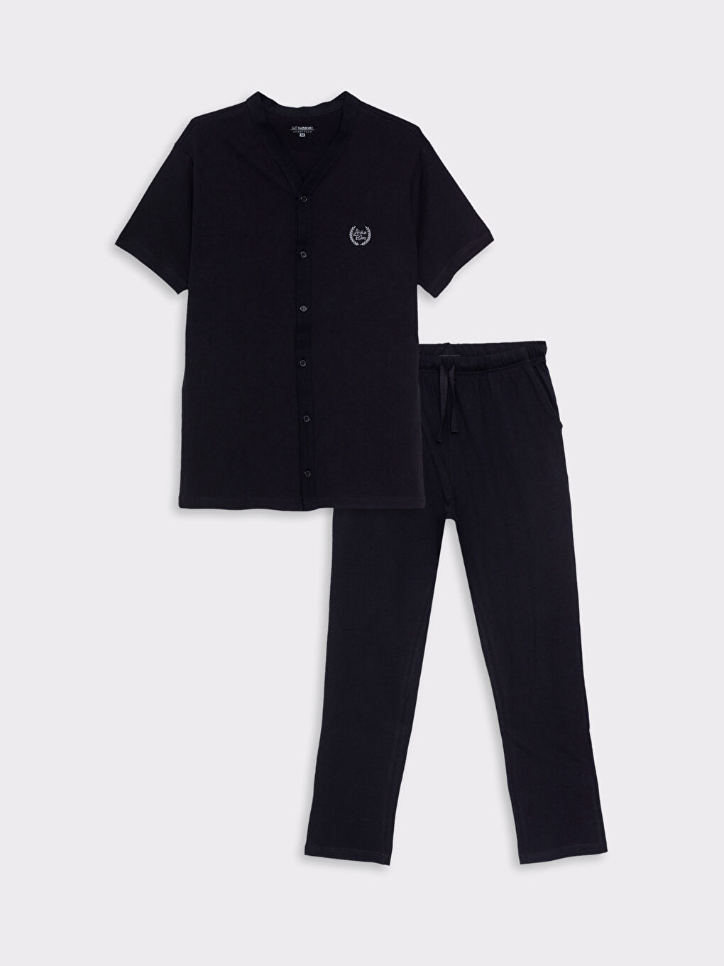 Siyah Standart Kalıp Erkek Pijama Takımı-5