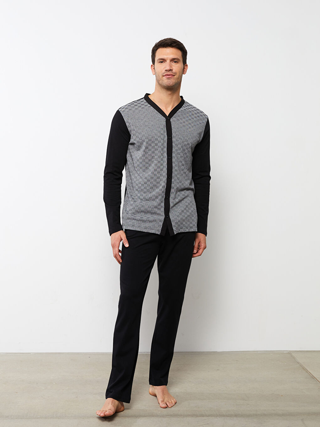 Siyah Standart Kalıp Erkek Pijama Takımı