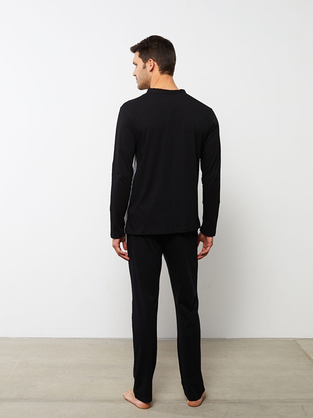 Siyah Standart Kalıp Erkek Pijama Takımı-5