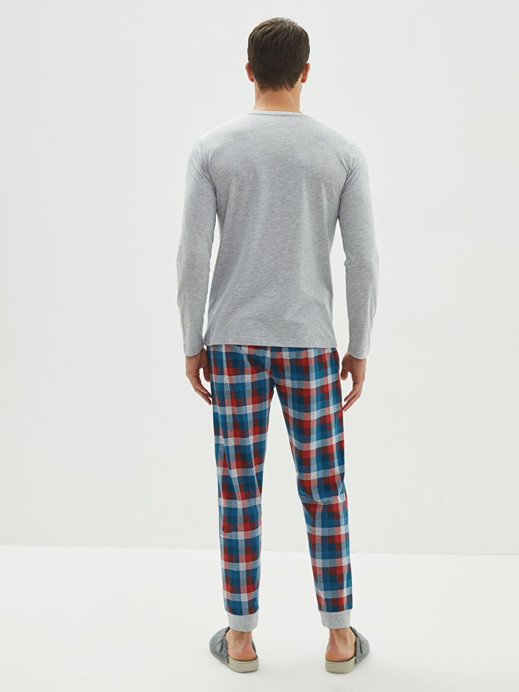 Lacivert Standart Kalıp Baskılı Pamuklu Erkek Pijama Takımı-4