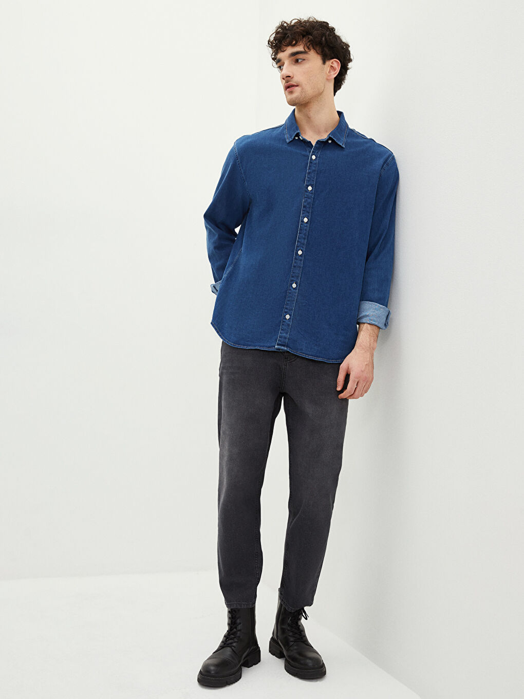 Siyah 710 Bol Fit Erkek Jean Pantolon-1