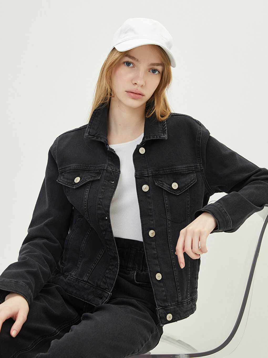 Shirt Neck Regular Long Sleeve Women's Rodeo Jean Jacket-1