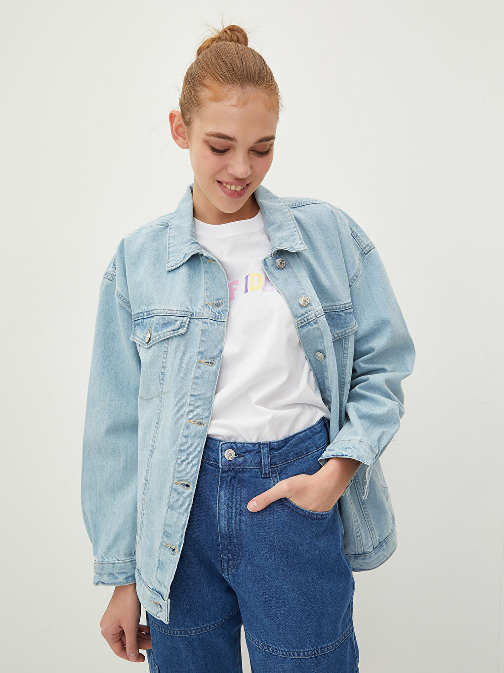 LC Waikiki Shirt Neck Regular Long Sleeve Women's Rodeo Jean Jacket -S24990Z8-311