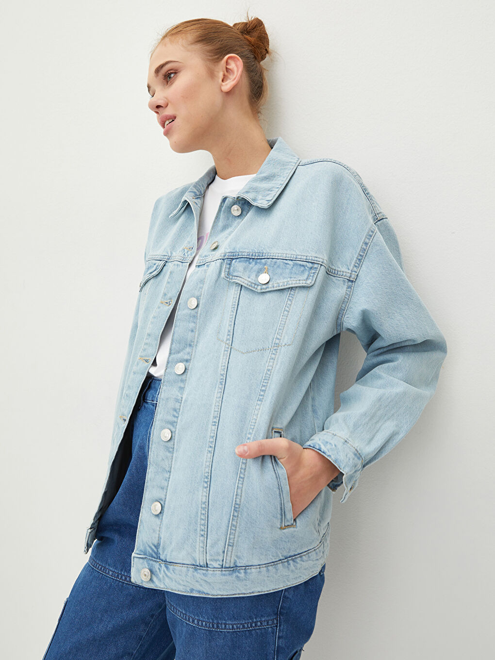 LC Waikiki Shirt Neck Regular Long Sleeve Women's Rodeo Jean Jacket -S24990Z8-311