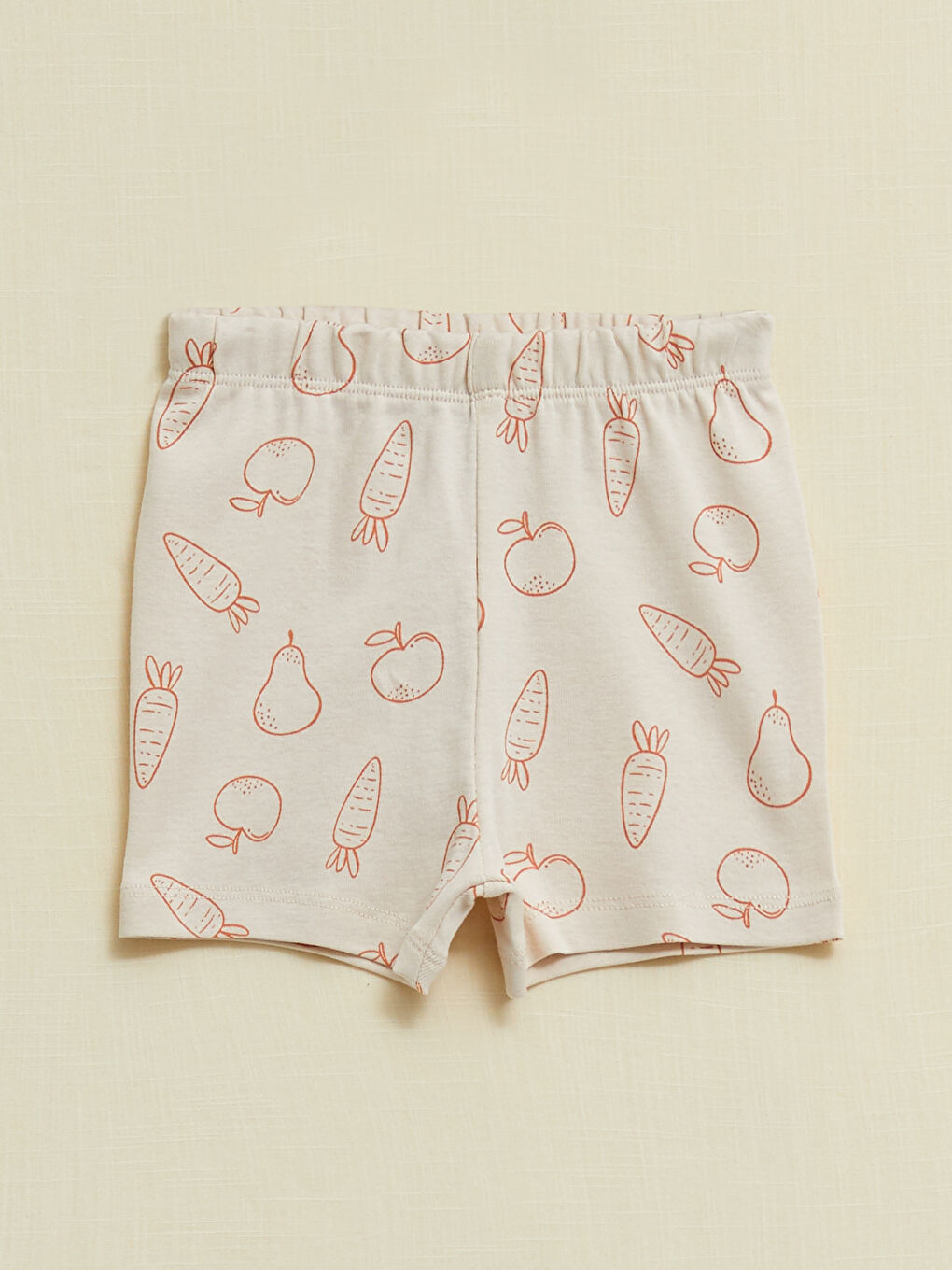 Bej Bisiklet Yaka Kısa Kol Baskılı Pamuklu Erkek Bebek Pijama Takımı-2