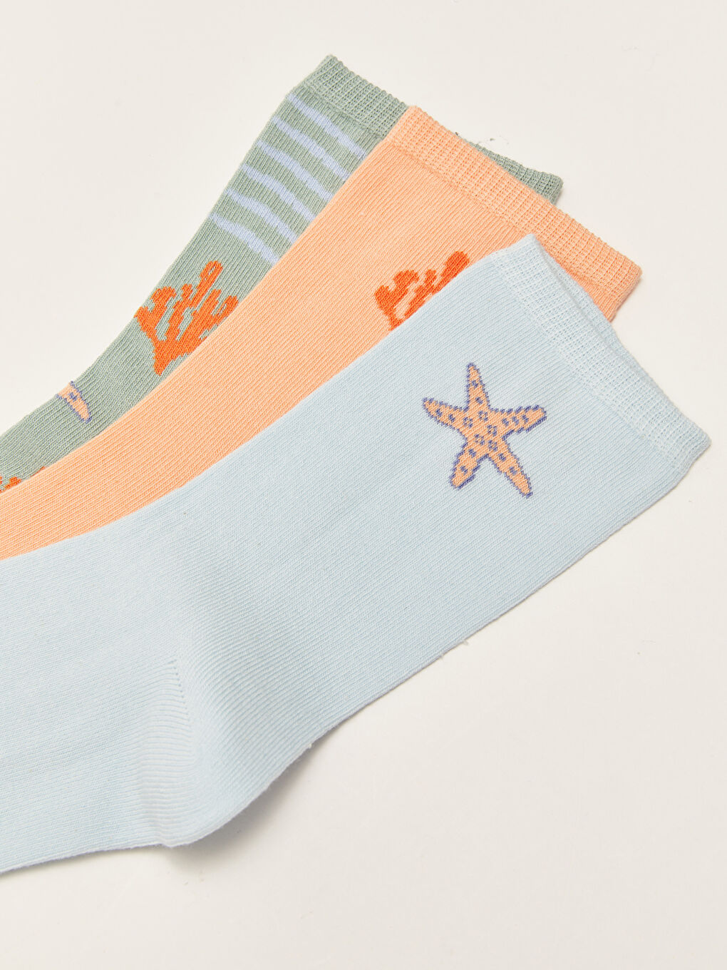 Yeşil Desenli Kadın Soket Çorap 3'lü-2