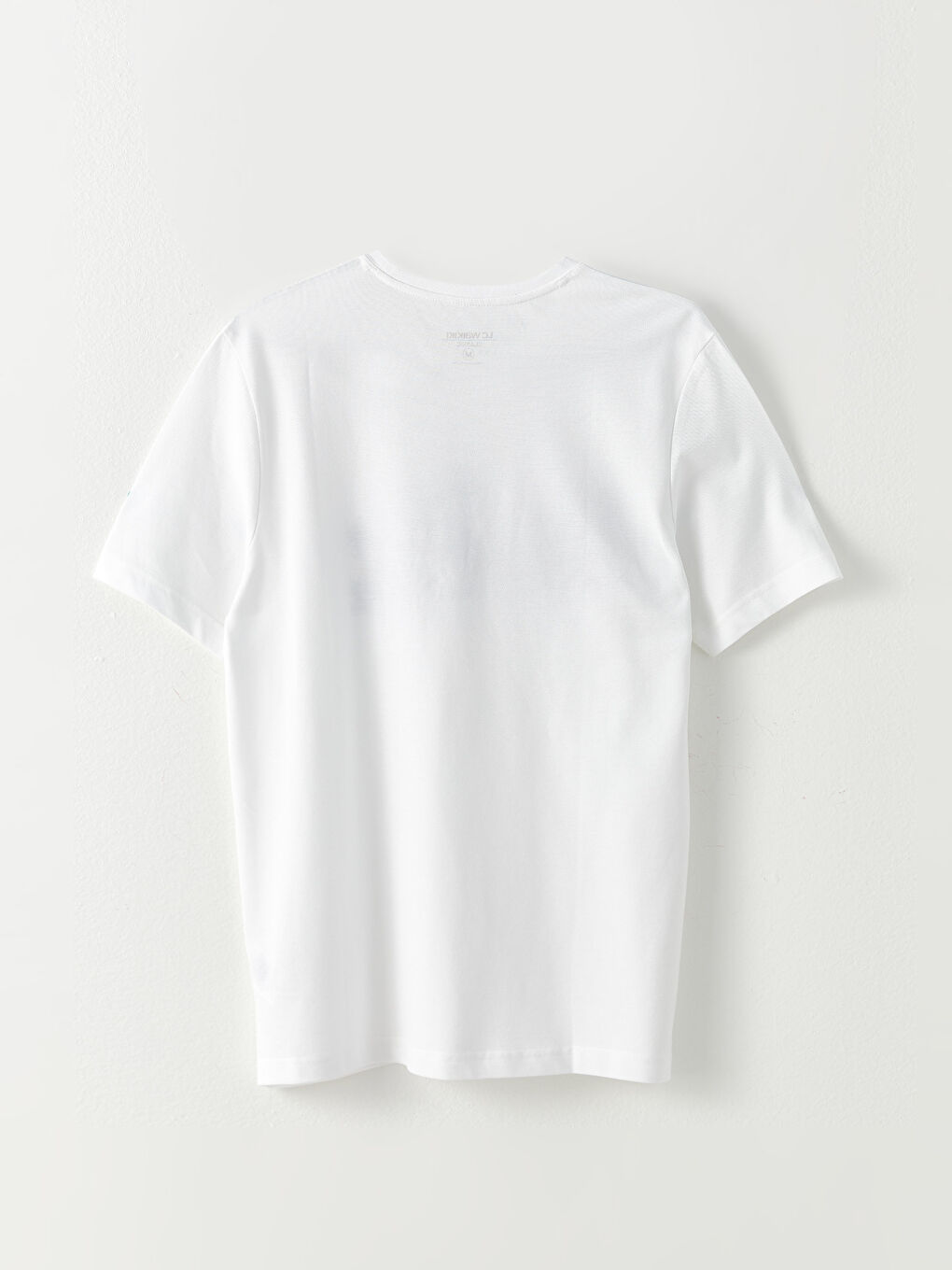 Bej Bisiklet Yaka Kısa Kollu Baskılı Erkek Tişört-6