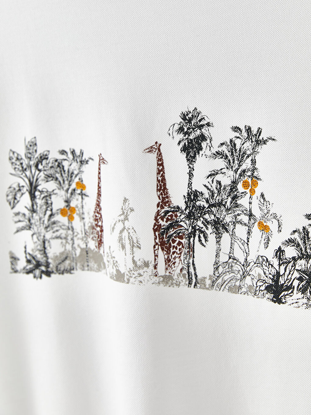 Bej Bisiklet Yaka Kısa Kollu Baskılı Erkek Tişört-7