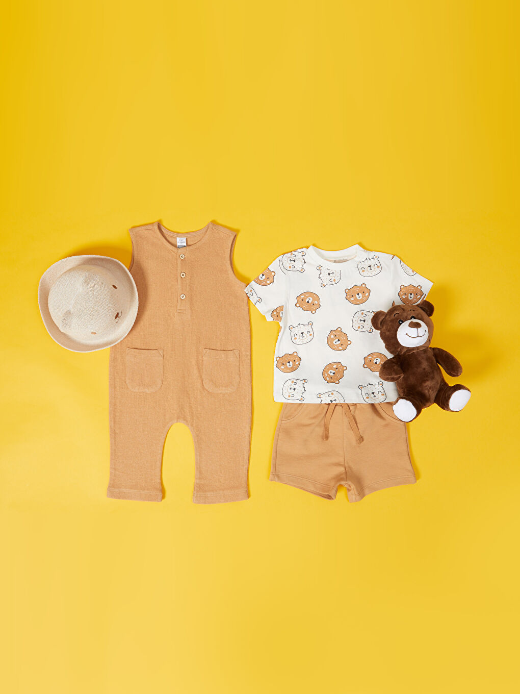 Crew Neck Short Sleeve Printed Cotton Baby Boy T-Shirt and Shorts 2-Piece Set-1