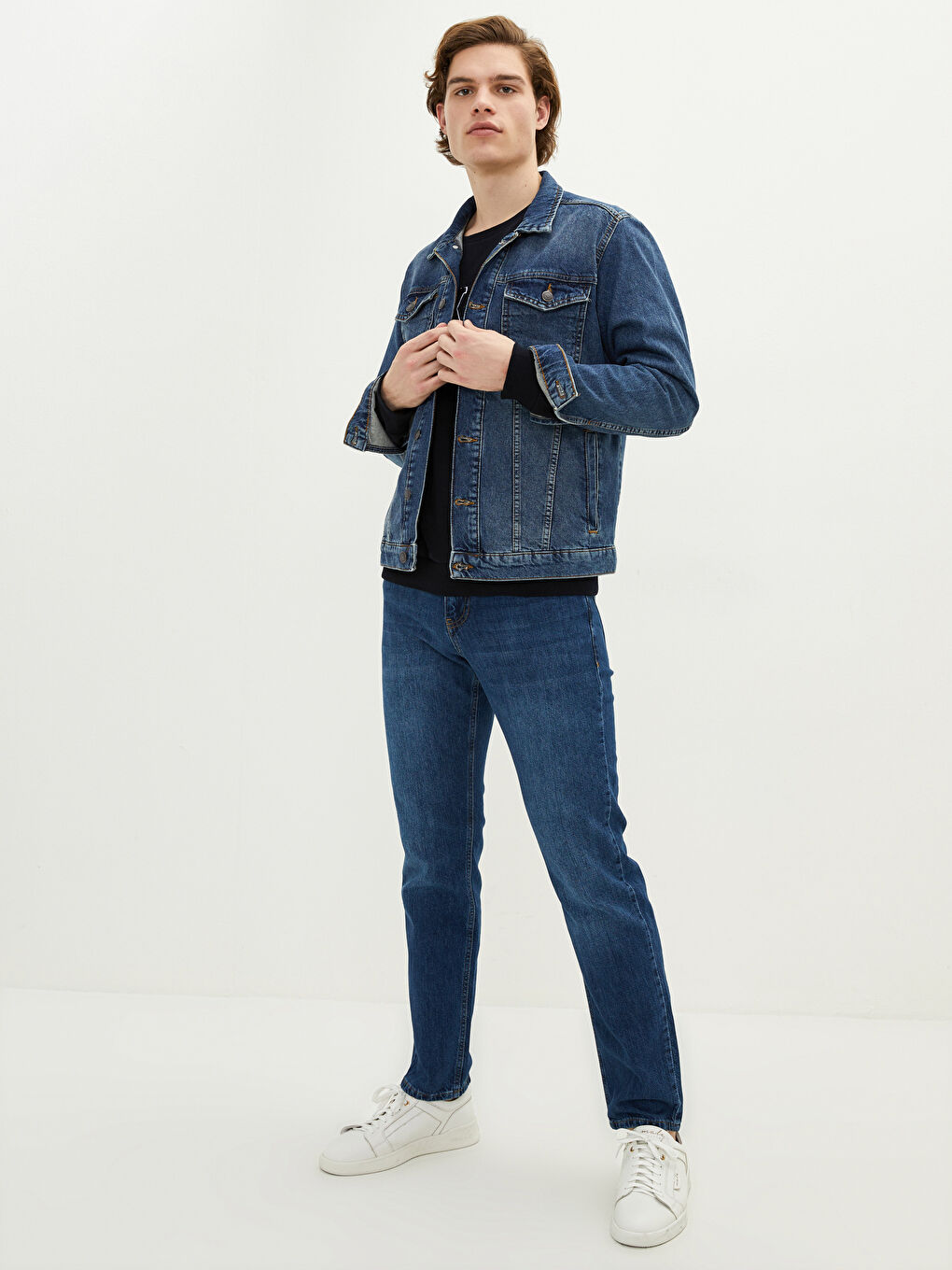 LCW Jeans Indigo Standart Kalıp Uzun Kollu Erkek Jean Ceket - 1