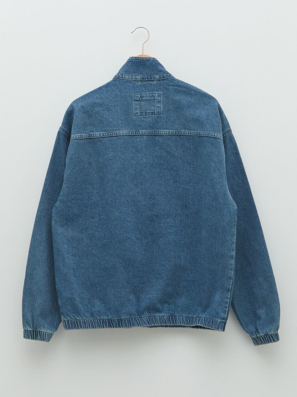 İndigo Rahat Kalıp Dik Yaka Uzun Kollu Erkek Jean Ceket-8