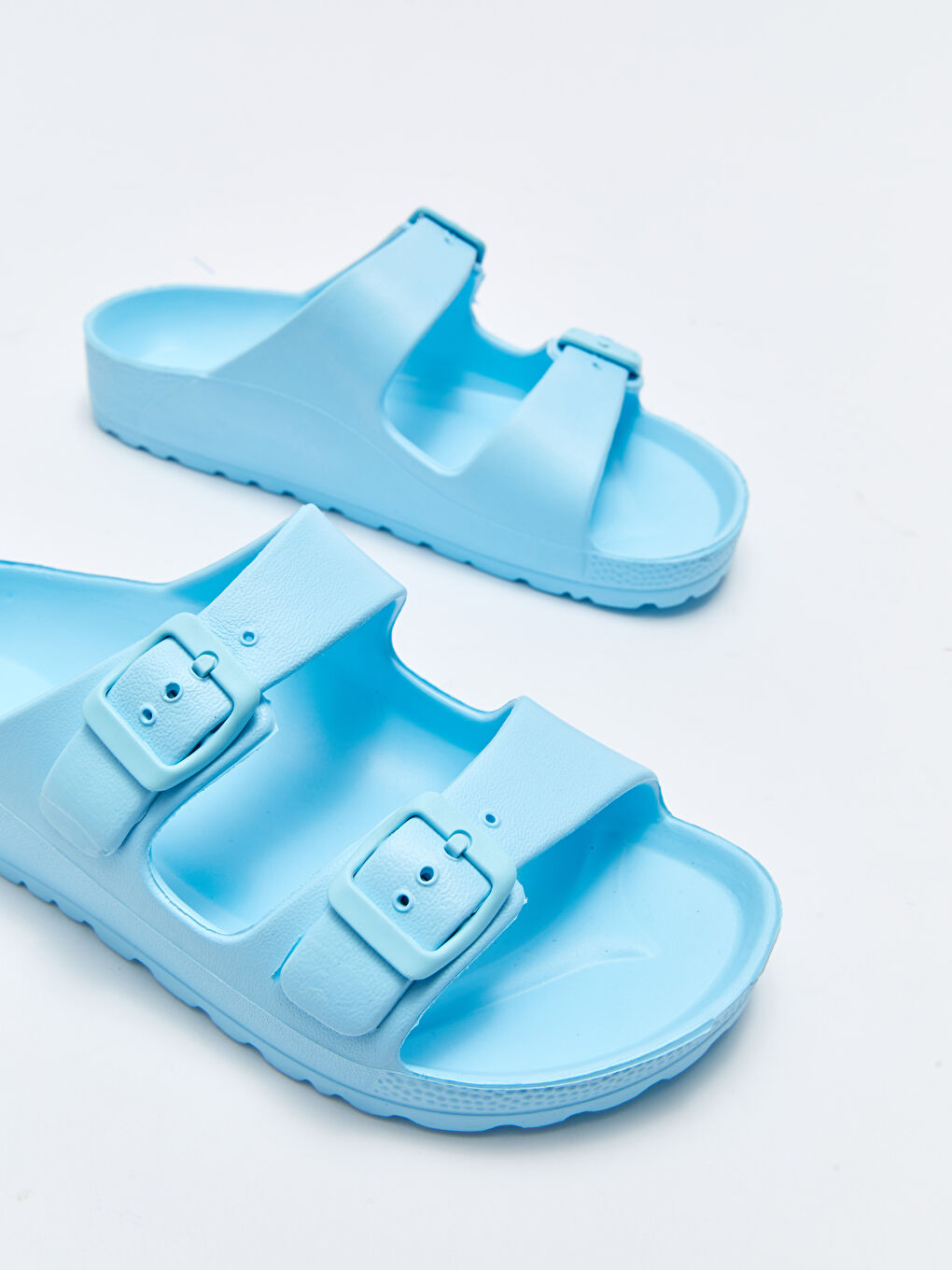 Buckle Detailed Double Strap Women's Slipper -S25088Z8-PWE