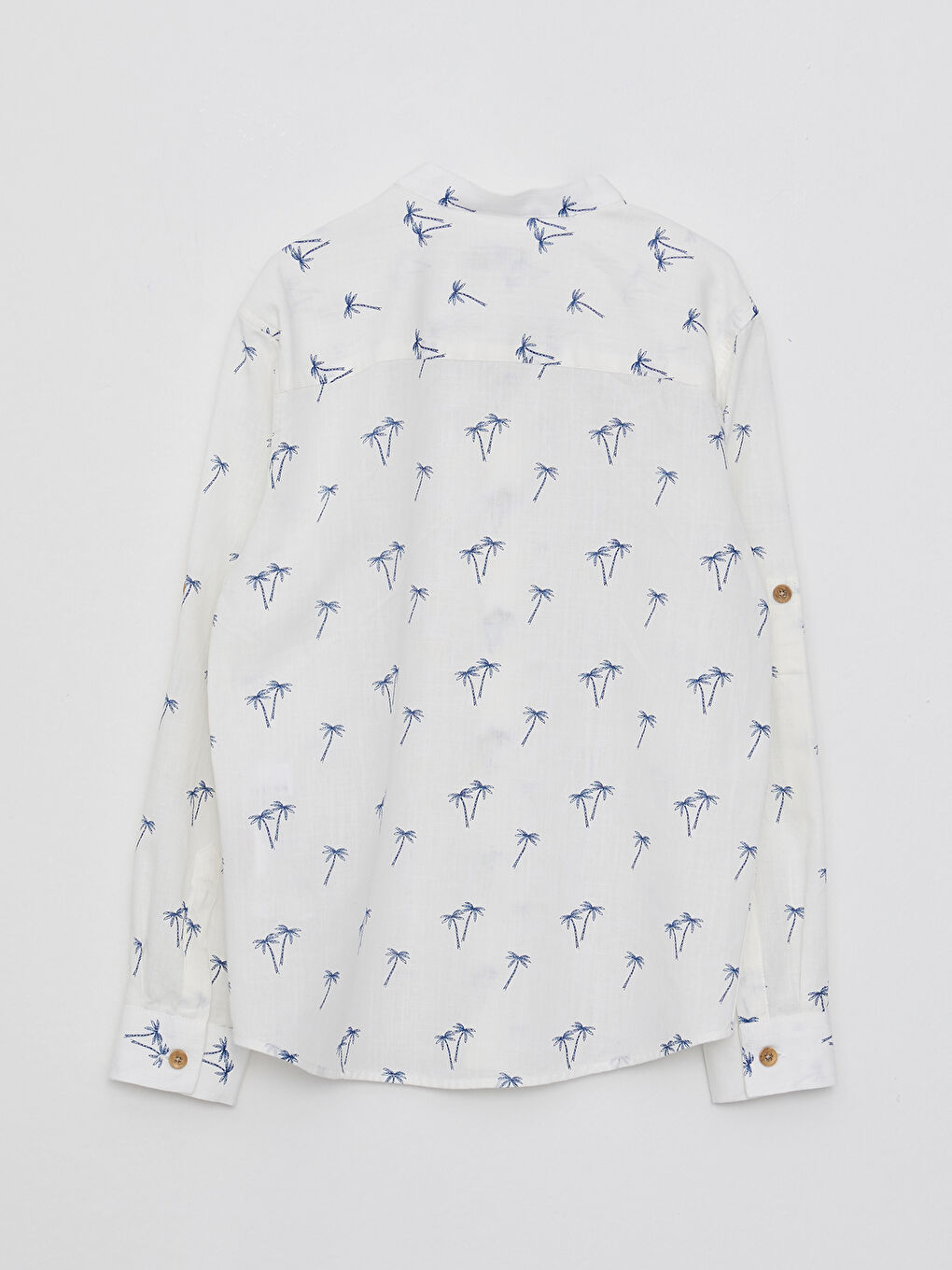 قميص ولد بوبلين مطبوع بكم طويل وياقة الجد-1