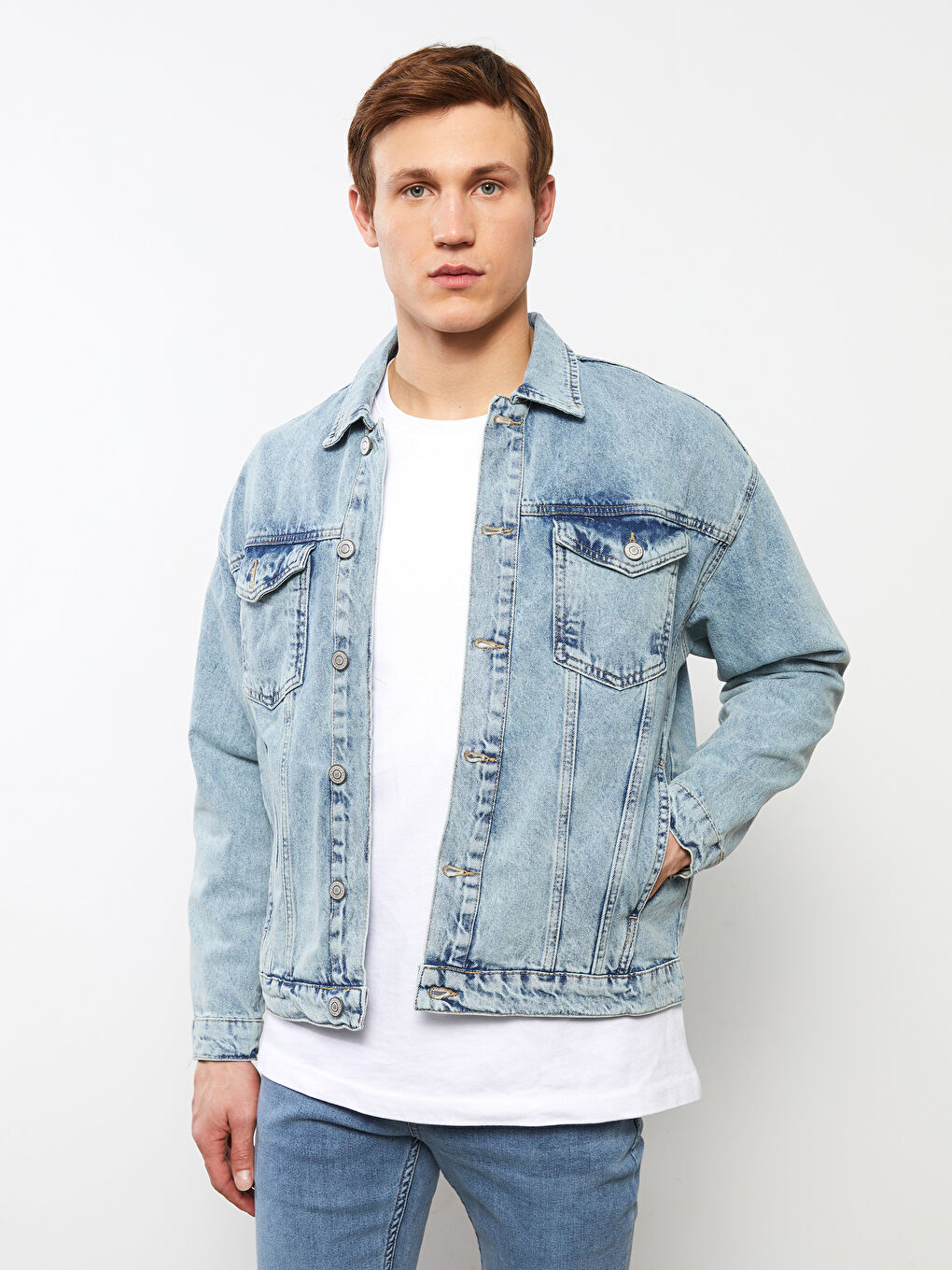 Oversize Jeansjacke Für Herren-3