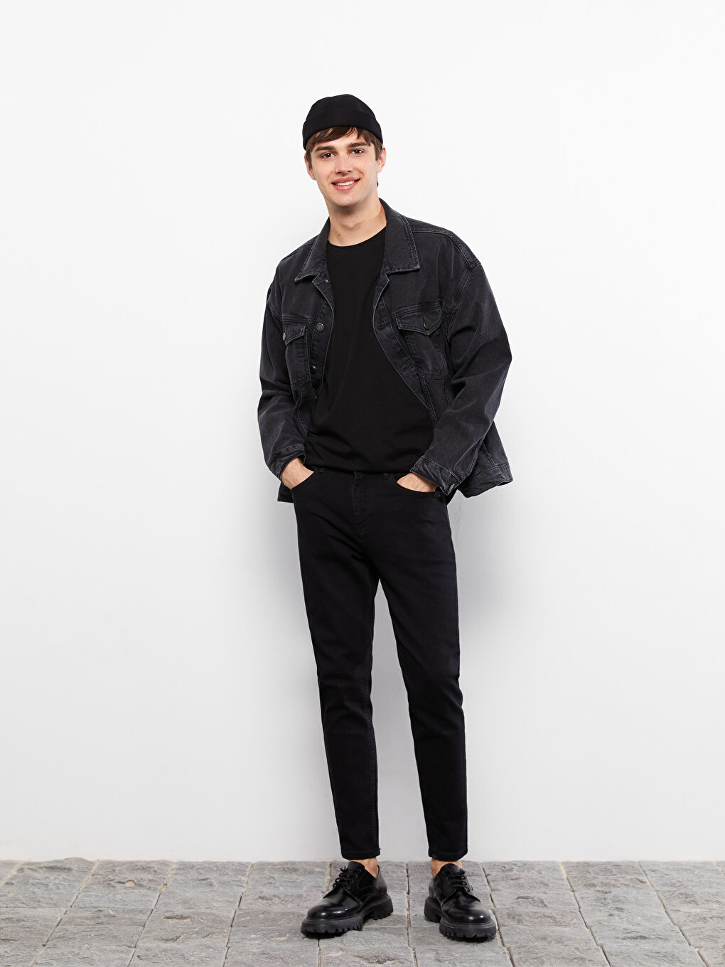 Siyah 730 Havuç Kalıp Erkek Jean Pantolon