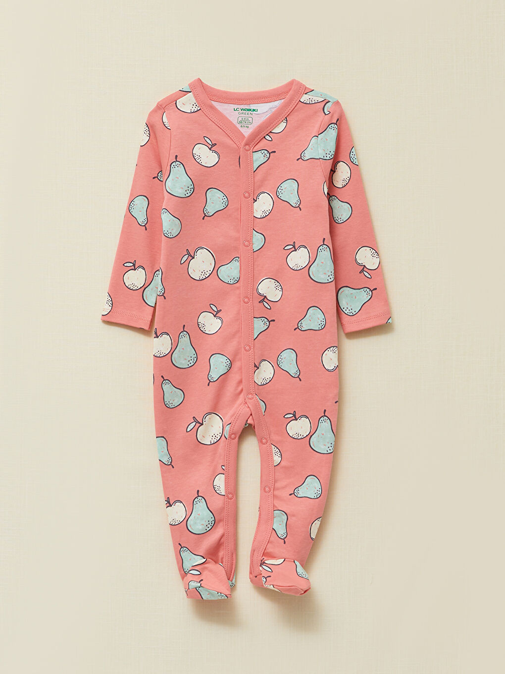 Комбинезон для малышки с V-образным вырезом, длинным рукавом и принтом, 2 штуки-1