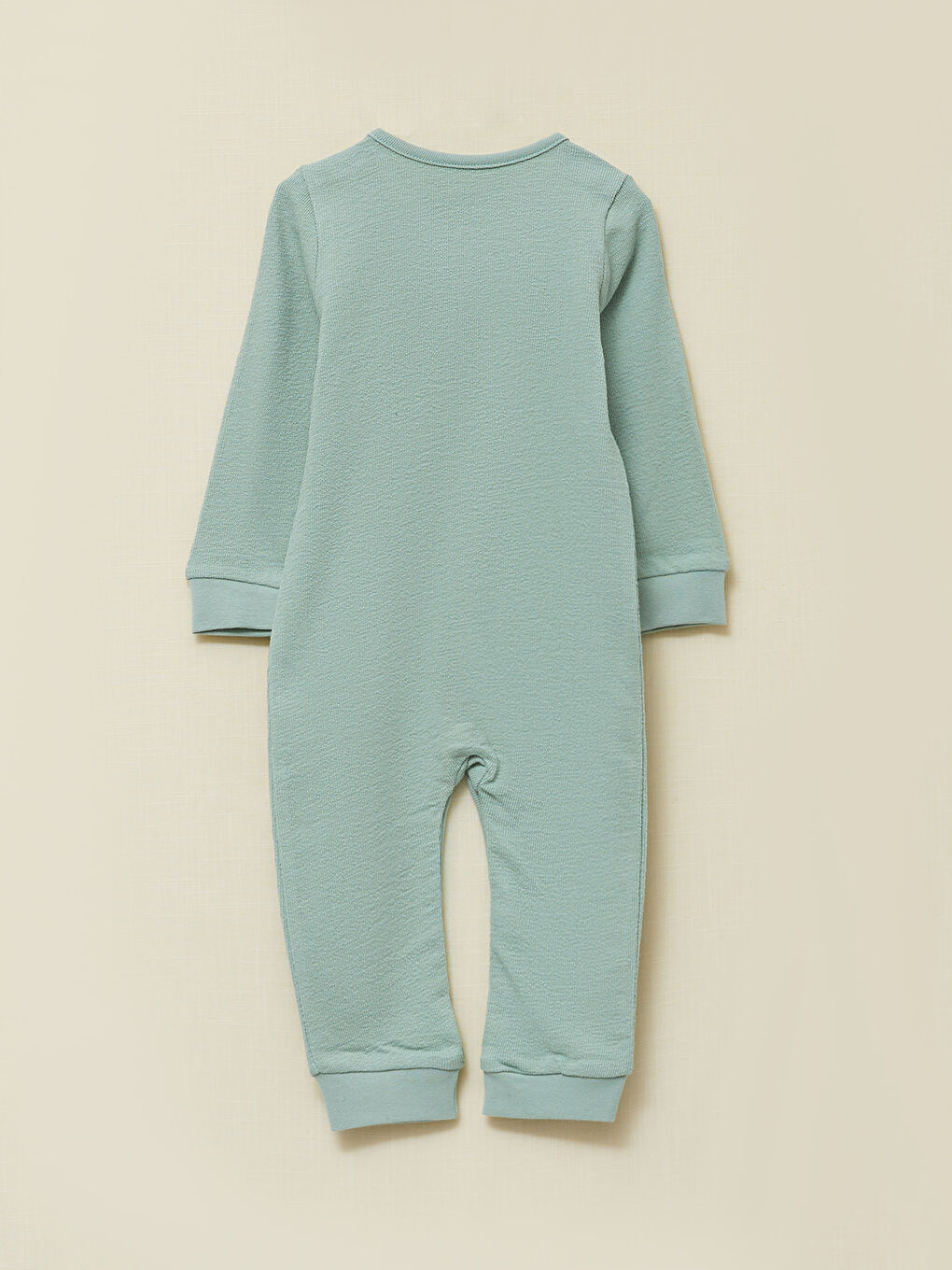 Yeşil Bisiklet Yaka Uzun Kollu Basic Kız Bebek Tulum-1