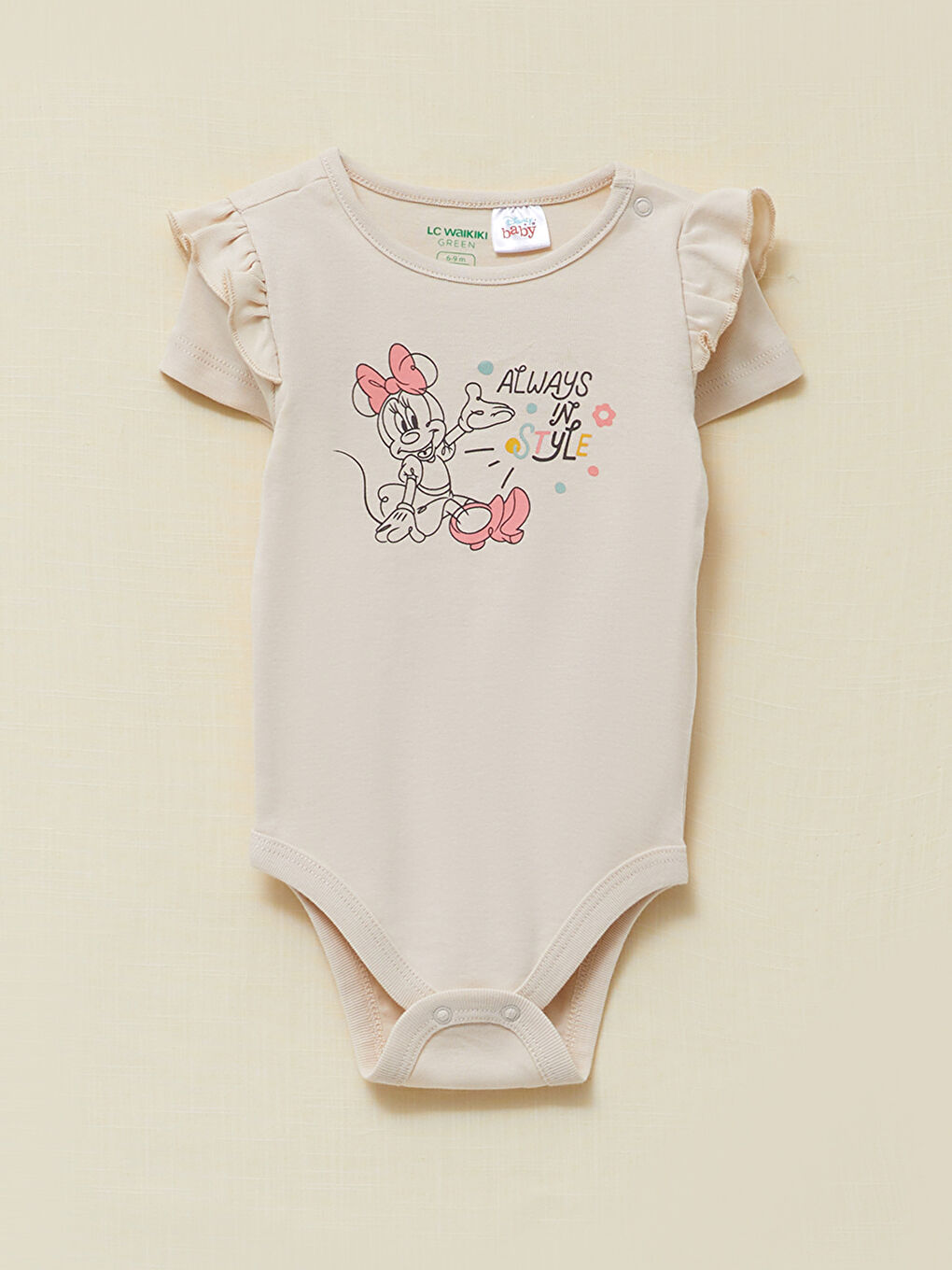 Crew Neck Short Sleeve Minnie Mouse Printed Baby Girl 3 Pieces Set-1