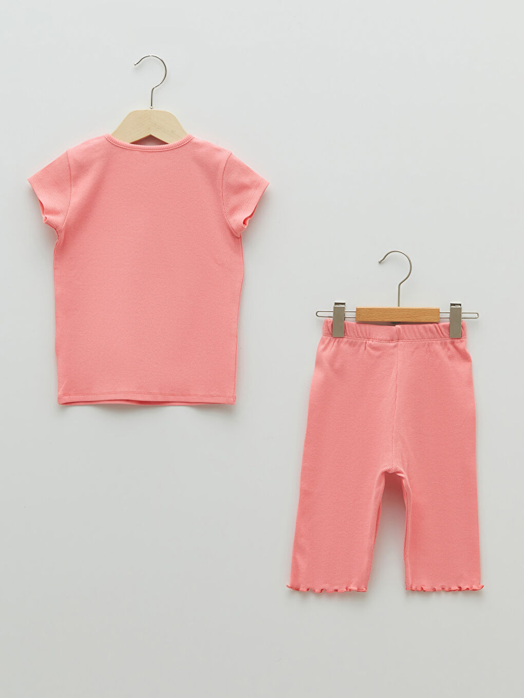 طقم بيجامة قصيرة كم قصير مطبوع قطن بنات صغيرات بياقة دائرية-1