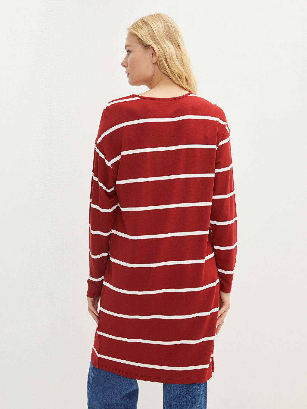 LCWAIKIKI Classic Crew Neck Striped Long Sleeve Women's Sweatshirt Tunic -S25162Z8-HLG