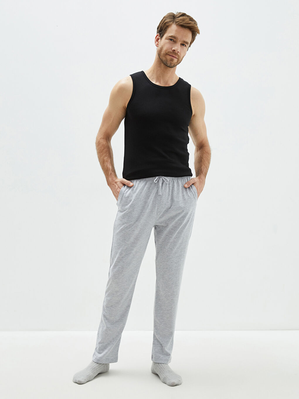 Gri Standart Kalıp Erkek Pijama Alt-1