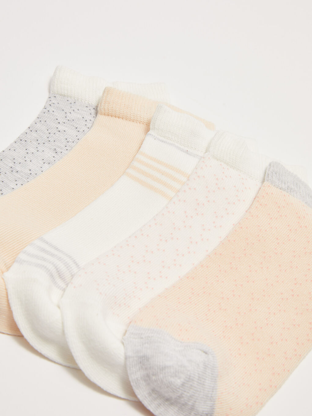 Pembe Desenli Kadın Patik Çorap 5'li-2