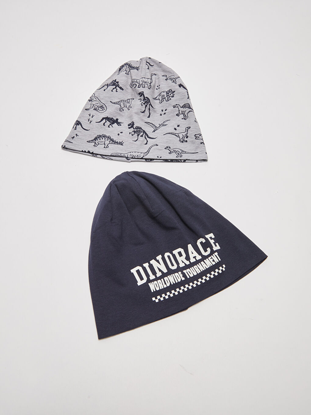 Gri Dinozor Baskılı Erkek Çocuk Bere 2'li