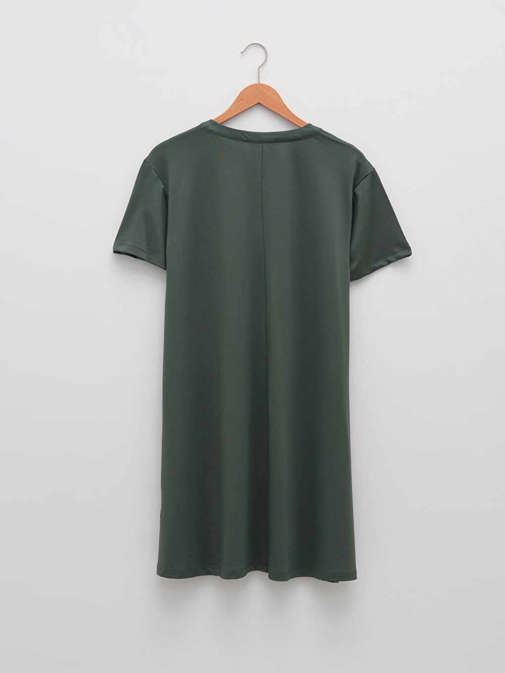 فستان بياقة بشق سادة كم قصير للسيدات-6