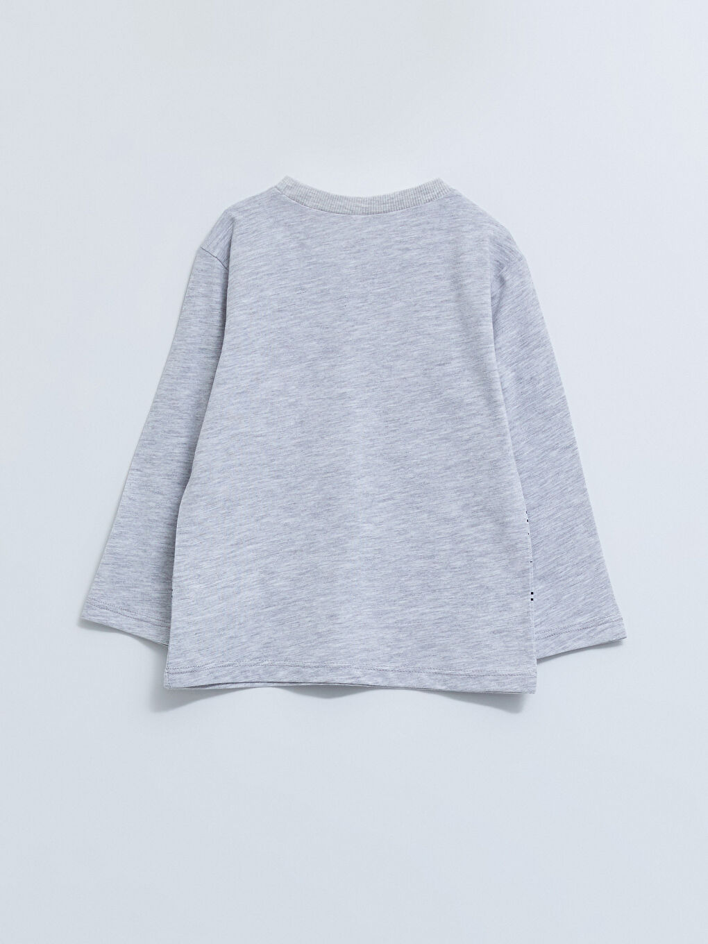 Gri Bisiklet Yaka Uzun Kollu Baskılı Erkek Bebek Tişört ve Pantolon 2'li Takım-2