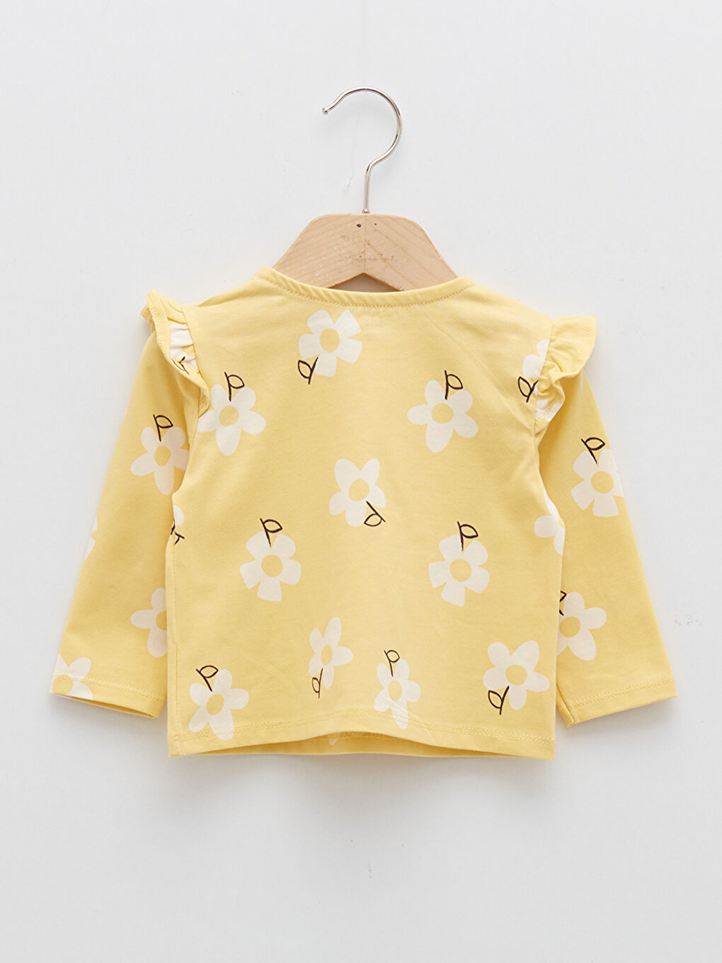 تيشيرت ياقة دائرية كم طويل مطبوع قطن بنات رضع - مجموعة من قطعتين-2